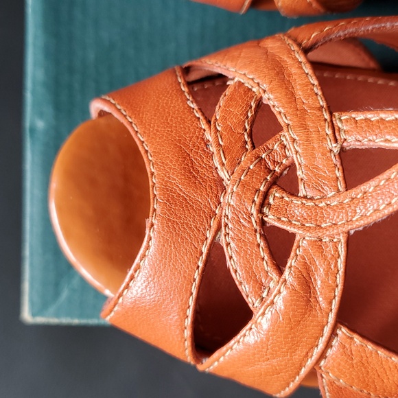 Clarks Orange Leather Heel Sandals Strappy Ankle Straps Halloween Witch Shoe? - Picture 11 of 15